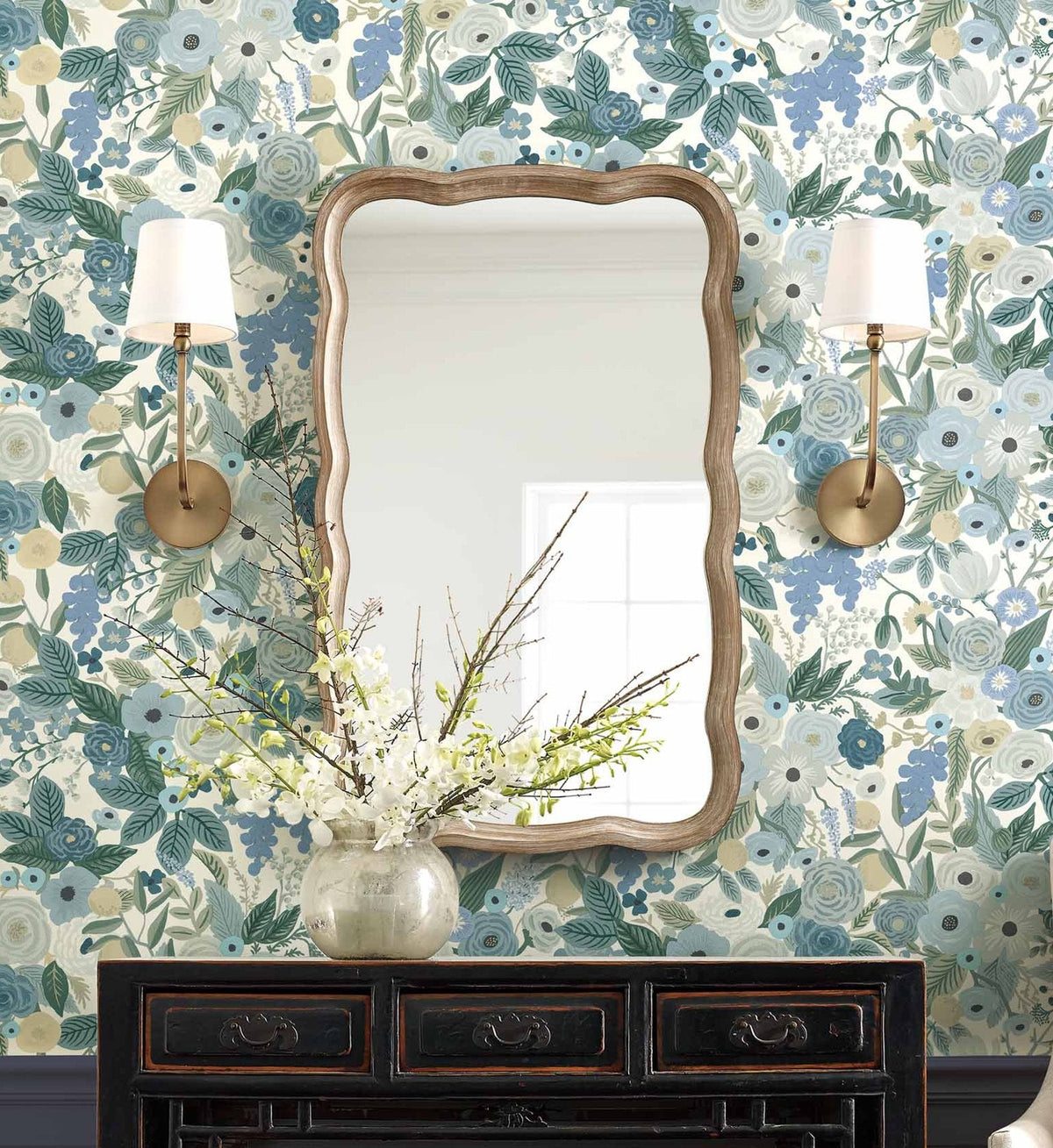 Cloverpaperco™ - Garden Party Peel & Stick Wallpaper - Indigo Multi