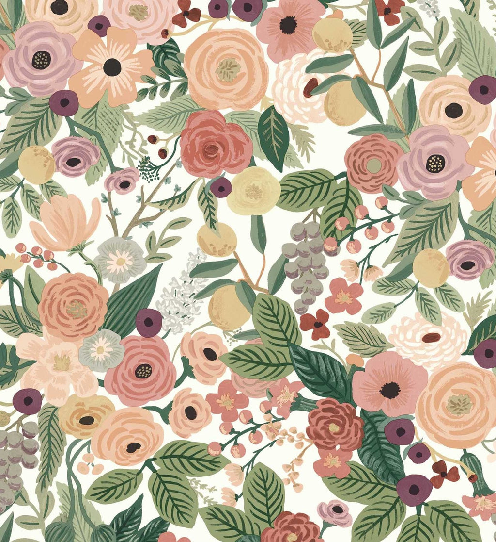 Cloverpaperco™ - Garden Party Peel & Stick Wallpaper - Burgundy Multi